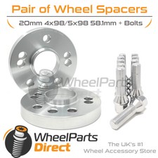 Wheel Spacers (2) & Bolts 20mm for Fiat Ulysse Mk1 94-02 On Original Wheels