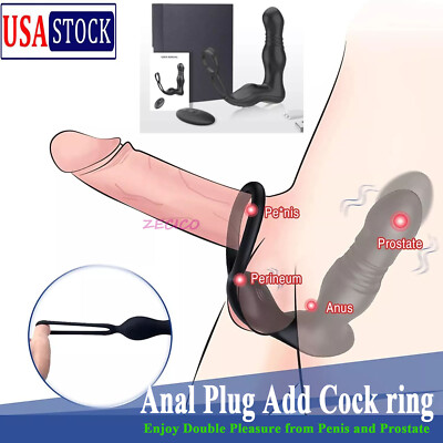 Thrusting Anal Plug Dildo Vibrator Male Prostate Massager Sex Toys For Men Women