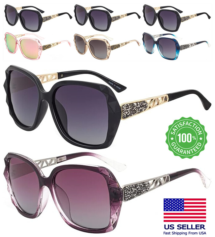 2Pcs Oversized Polarized Sunglasses For Women Jackie O Large Square Retro Frame