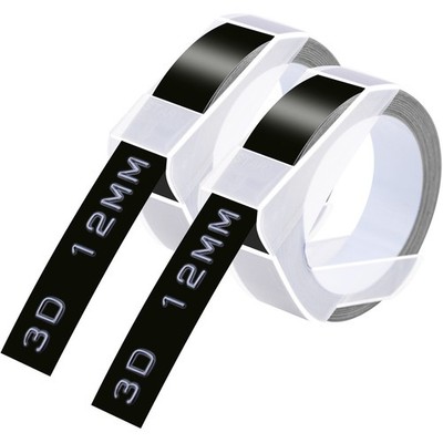 2PK For DYMO 3D Embossing Label Tape Organizer Xpress A521209 White/Black 12mm