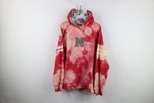 Vintage 90s Nautica Mens Size Medium Spell Out Acid Wash Hoodie Sweatshirt Red