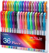36 Colors Gel Pens Set for Adult Coloring Books Colored Gel Marker 40 More Ink