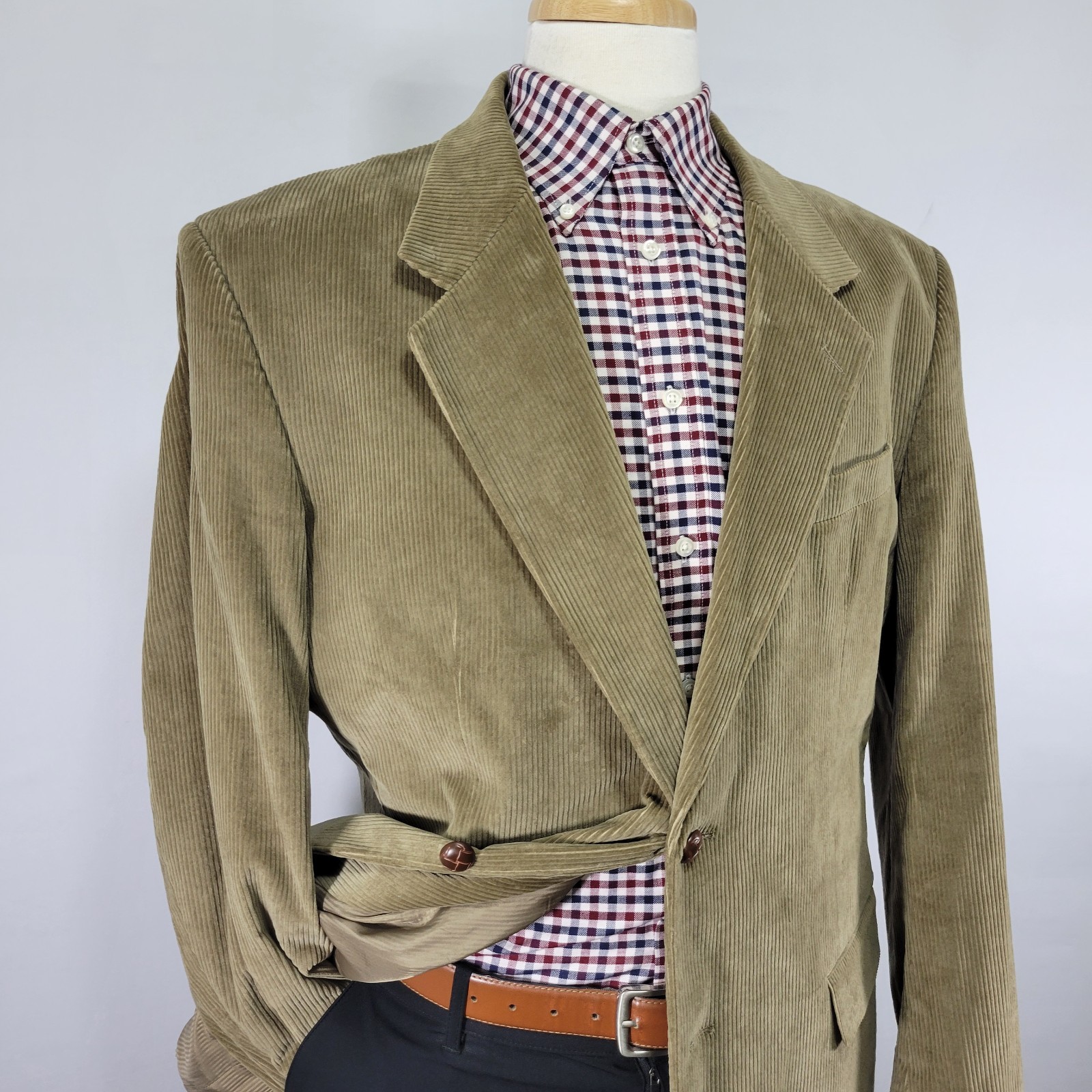 Monsieur Adolfo Men's Corduroy Sport Coat Blazer Two Button Brown Cotton 42L image 7