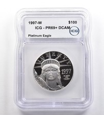 1997-W $100 American Platinum Eagle 1 Oz Platinum PR69+ DCAM ICG *4233 2695.95 per troy oz