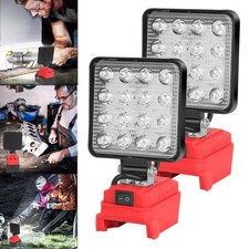 2 Pack 60W LED Work Light Flashlight for Milwaukee 18V M-18 Battery USB Output