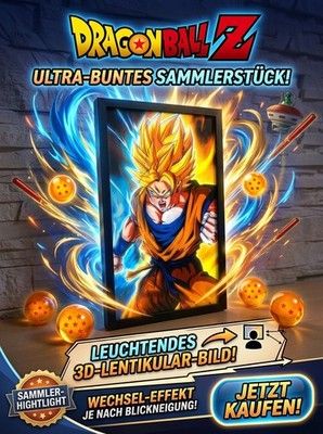 DRAGON BALL - LCD 3D Bilderrahmen. Goku ! 3-in-1 Wechsel-Effekt. Neu !