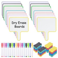 48Piece Dry Erase Answer Paddle Set Handheld Sign Markers Erasers 10x8 Inch