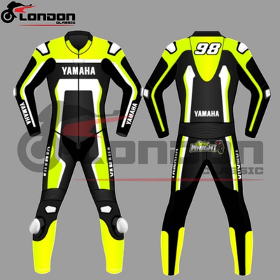 #ad Yamaha Motorbike Racing Suit Original Cowhide Leather Customized Motorcycle Suit $269.99