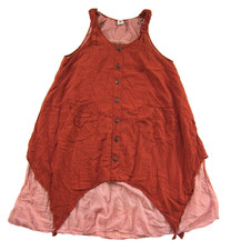 Harem Pants 100% Cotton Gauze Orange Pink Pocket Lagenlook Tunic Dress M-L