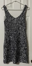 Tea & Rose Dress Juniors Large Silver Sequin Sleeveless Bodycon 