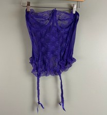 VTG Victoria's Secret Purple Corset Bustier 38B/C Sheer Lace Gold Label USA MADE