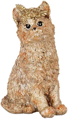 Clayre & Eef Deko-Katze Beige 16x14x25 cm Polyresin Landhausstil - Bild 1 von 4