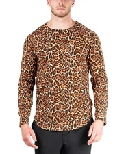 Natori Men's Modal/Cotton Kaede Leopard-Print Raglan Shirt Leopard-Medium