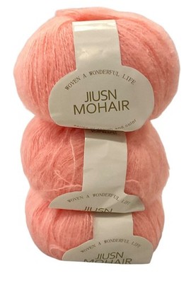 3 -Jiusn Mohair Wool Yarn Balls Peach 25 Grams Each New