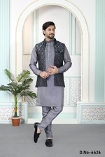 3 Pc Indian Mens Designer Wedding Bollywood Party Wear Eid Kurta Wear Payjama