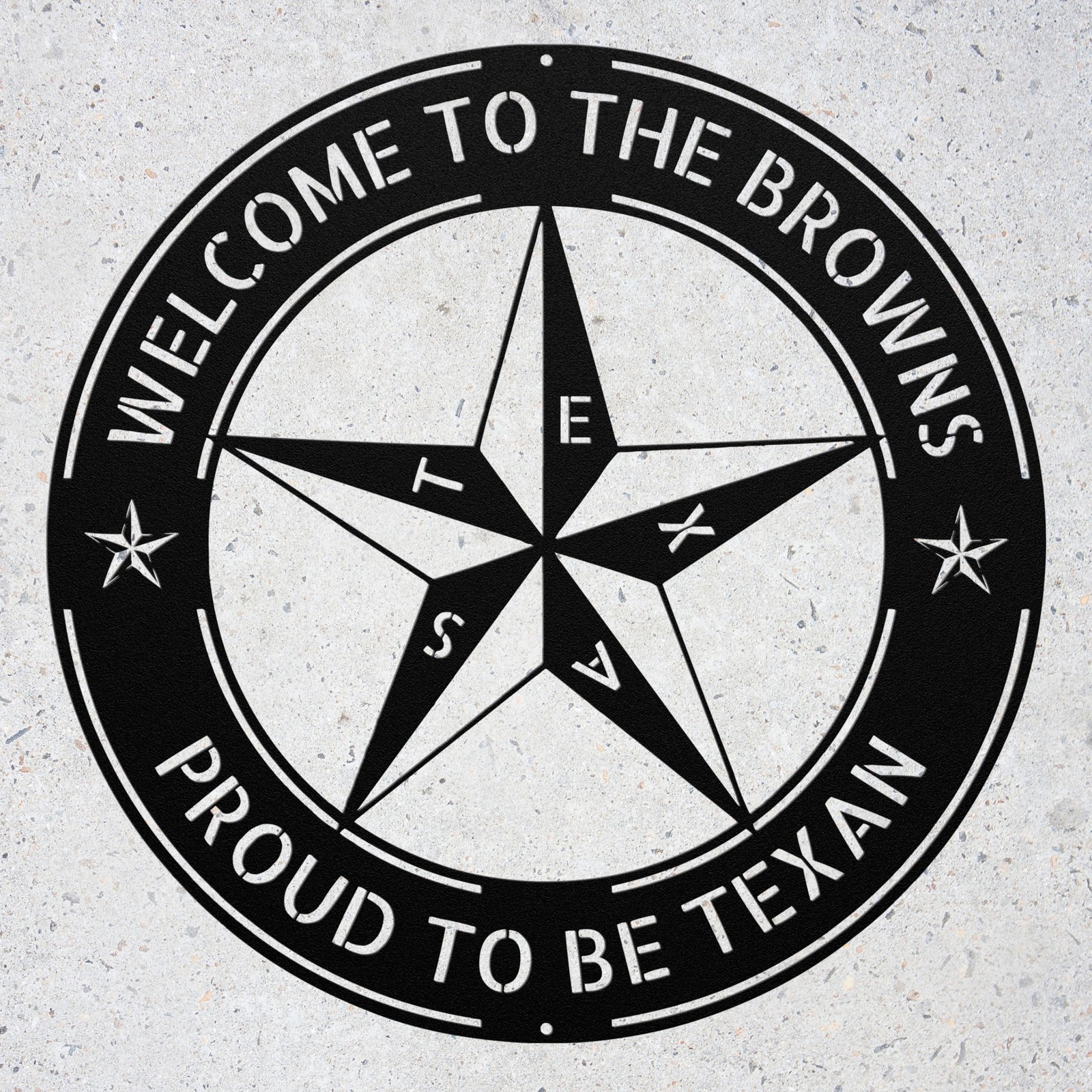 Personalized Texas Star Metal Sign Custom Name Rustic Lone Star Wall Decor