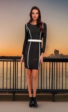 Calvin Klein Mesh Striped Sweater Dress Size XL City Contemporary Work Winter
