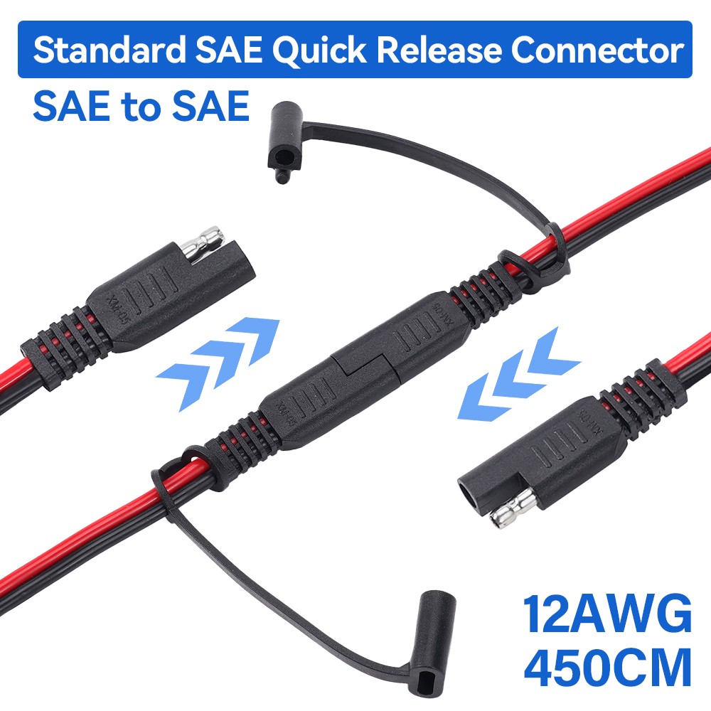 15ft SAE To SAE Battery Cable Tender Terminal Connector 14AWG Extension Cord USA