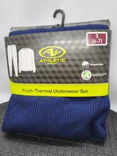 New Athletic Works Boys Youth Thermal Underwear Set Warm Blue Size Small 6-7