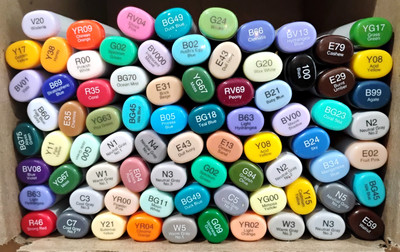 LOT OF 78 - Copic Sketch Alcohol Markers - Assorted Colors - Double Tip - NEW!