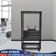 18U 18.5" 4 Post Open Frame Network Server Rack Adjustable Partition 0-31.5''