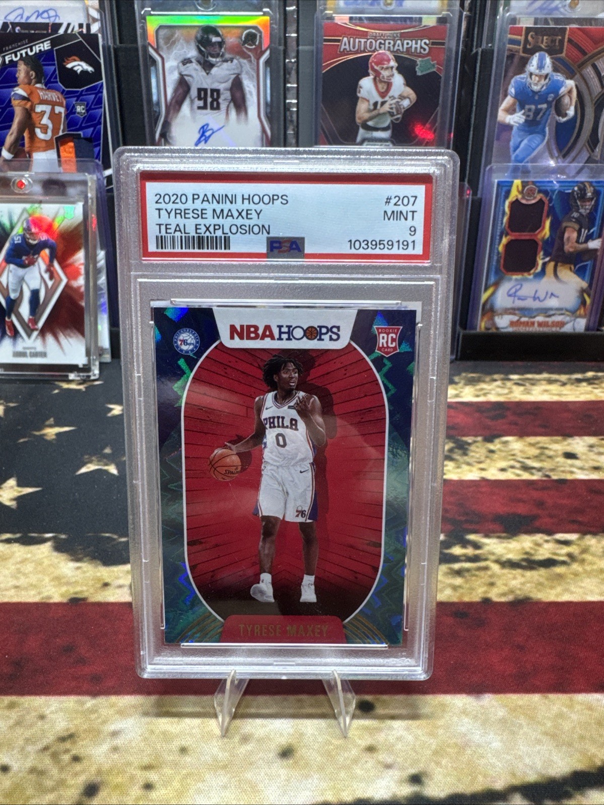 2020 NBA HOOPS Tyrese Maxey Grade 9 Philadelphia 76ers ROOKIE Teal Explosion