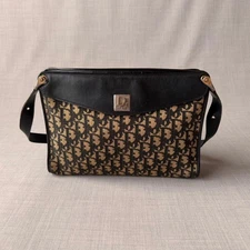 Christian Dior Trotter Shoulder Bag Canvas Black Preowned Authentic From Japan