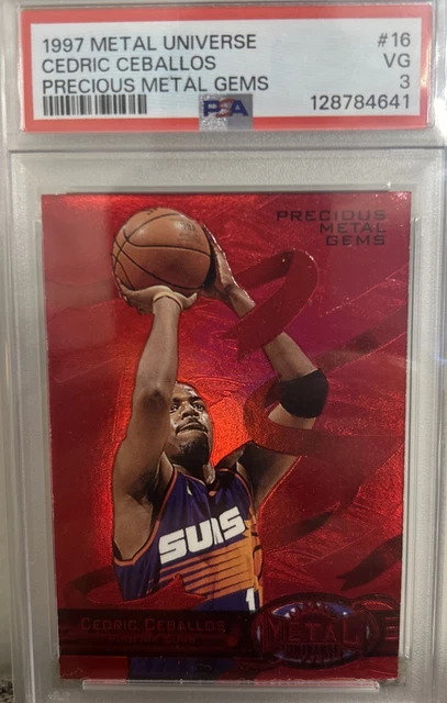 1997-98 Metal Universe Precious Metal Gems #16 Cedric Ceballos 19/100 Suns PSA 3