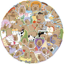 50Pcs Capybara Stickers for Kid Cute Animal Water Bottle Stickers Waterproof Vin