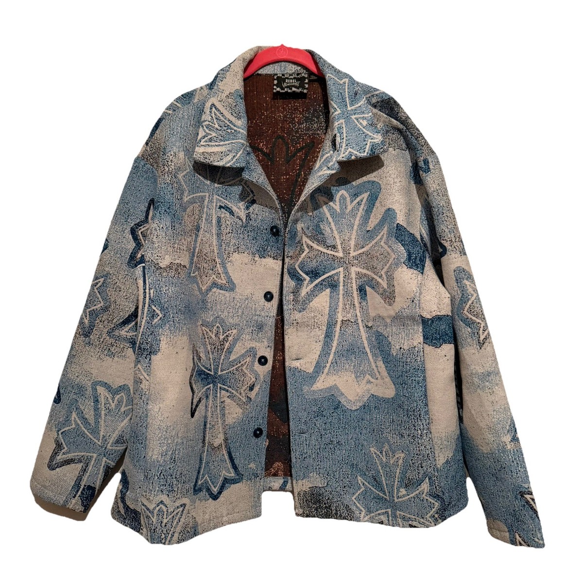 Rebel Vengeance Tapestry All Over Print Jacket Chrome Hearts Cross