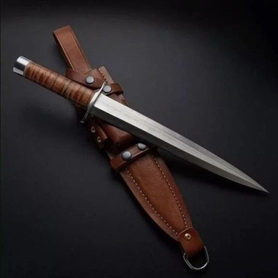 2pcs-Arkansas Toothpick Dagger Handmade D2 Dagger Hunting  knife &Leather Sheath