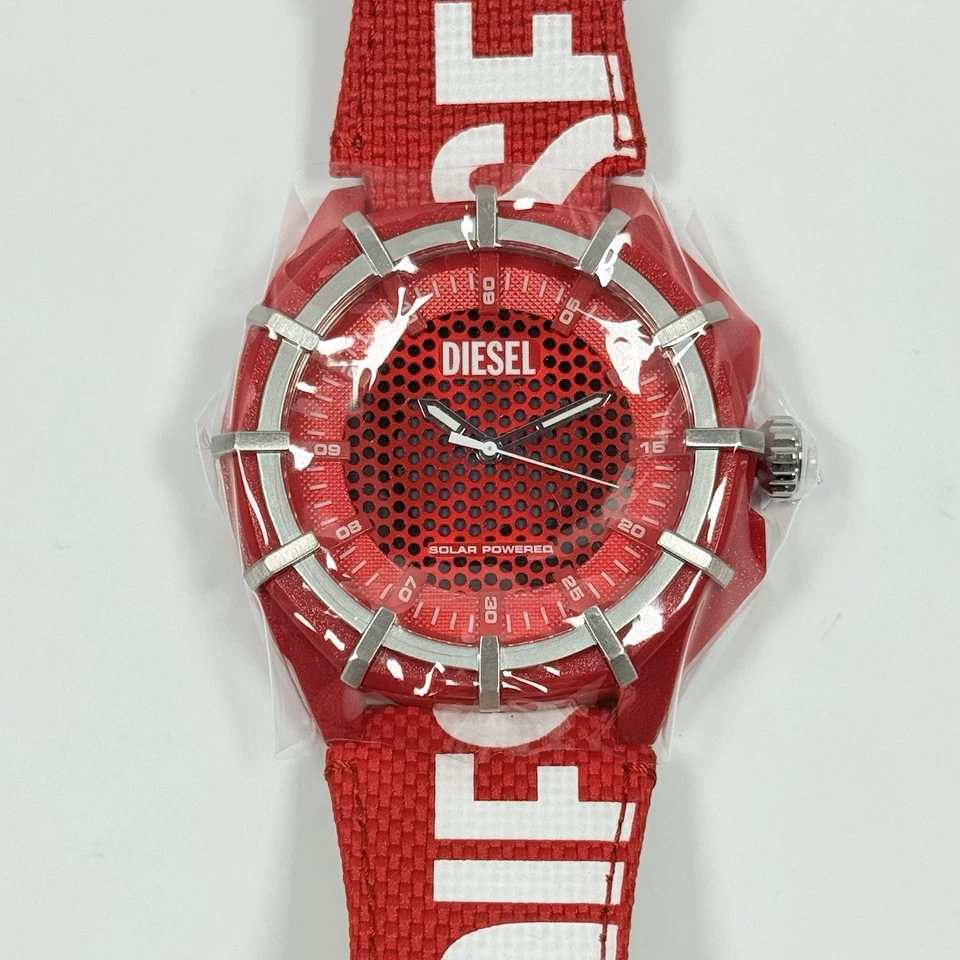 全新柴油 DZ4621 环保太阳能红色 rPET 男士手表 — 第 3/4 张图片