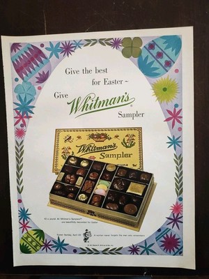 1962 Vintage Whitman's Easter Sampler Full Page  Color Magazine Ad Nice Images