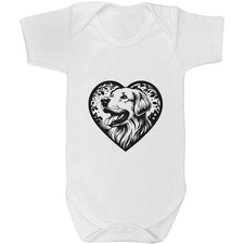 'Golden Retriever Love Heart' Baby Grows / Bodysuits (GR055018)