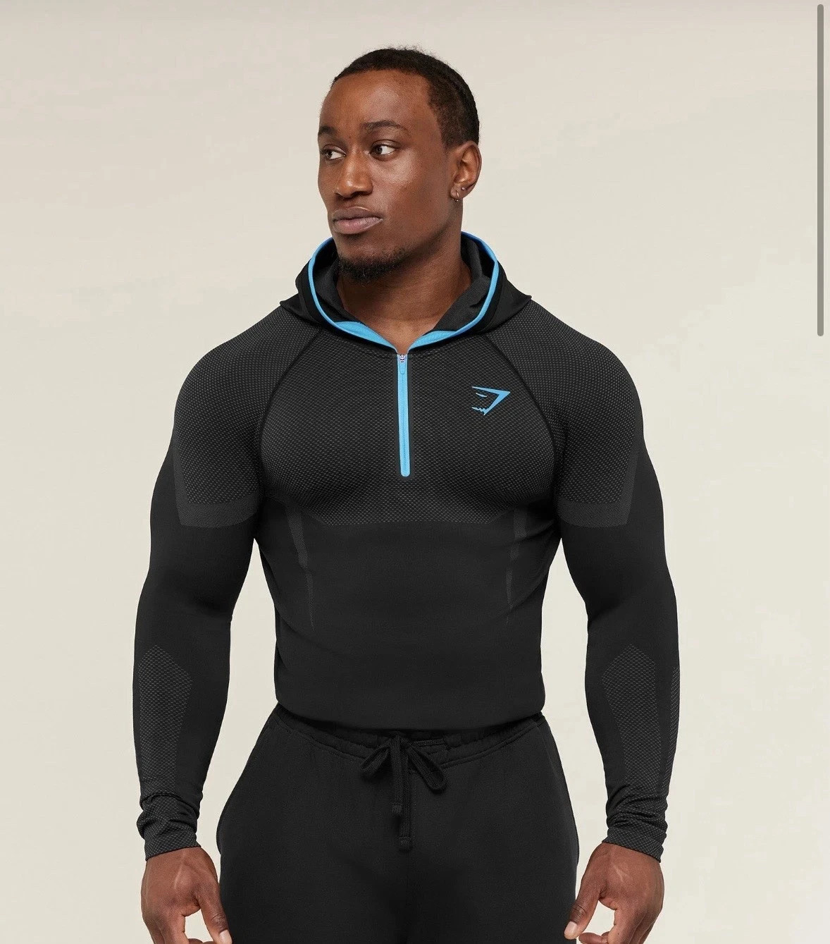 Gymshark Onyx V5 Hoodie Onyx Grey (Black/Blue) - Medium - BRAND NEW In Hand