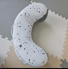 Ergobaby Natural Curve U-Shape Nursing Pillow Cover, Removable Cotton White/Gray