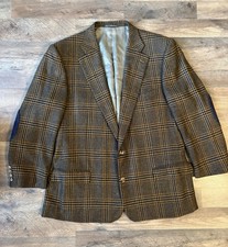 ERMENEGILDO ZEGNA - Brown/Blue Check PURE CASHMERE Blazer - 44R