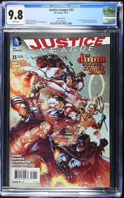 Justice League #33 (2014) CGC 9.8 NM/MT Makil Janin Variant 1:25 Ratio DC Comics
