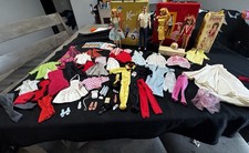 Mattel Vintage 1960s Barbie Clothing Lot 11in Ken Skipper Midge w/ Case