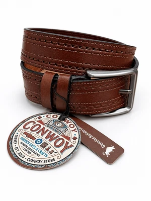 Ceinture en cuir marron buffle Conwoy 54 po 135 cm 1,377 po 35 mm de large... - Photo 1/2