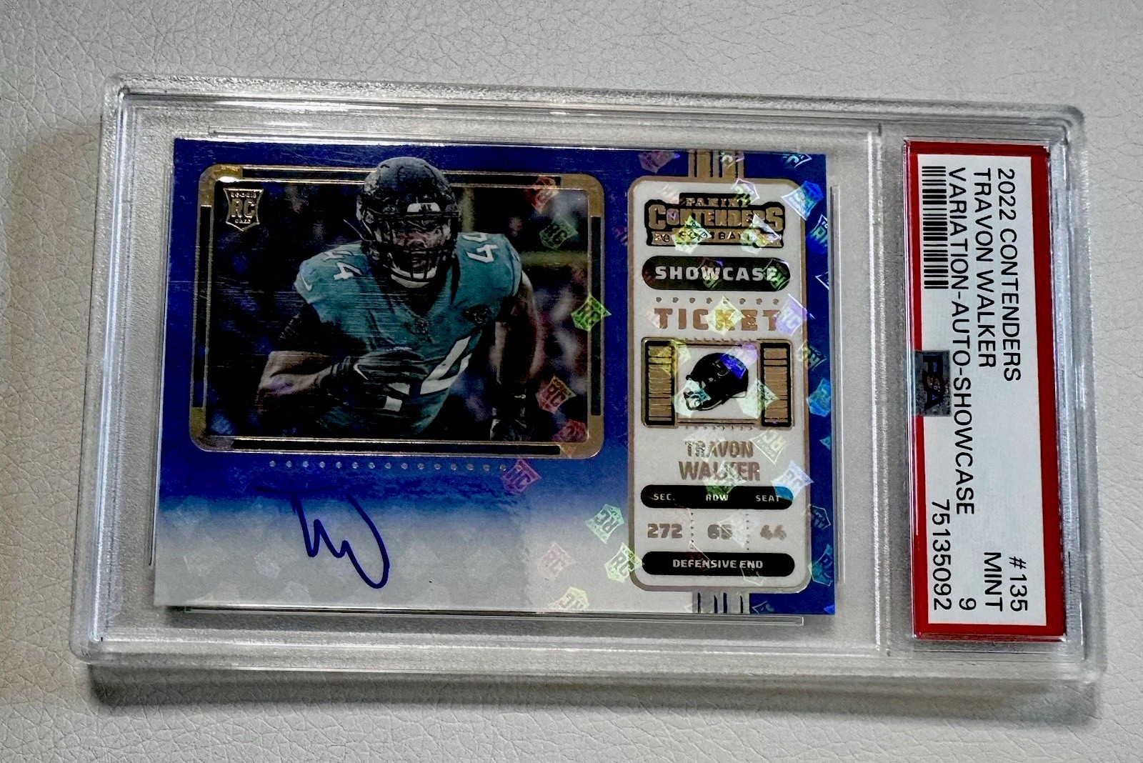 2022 Contenders Travon Walker Showcase Ticket Variation Auto PSA 9 #135