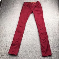 Rock Revival Holly Straight Jeans Womens 24 27x33 Red Low Rise Slim Denim