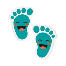 20 Pairs Self-Adhesive Kids Footprint Stickers - Cute Cartoon Guide Cyan-blue