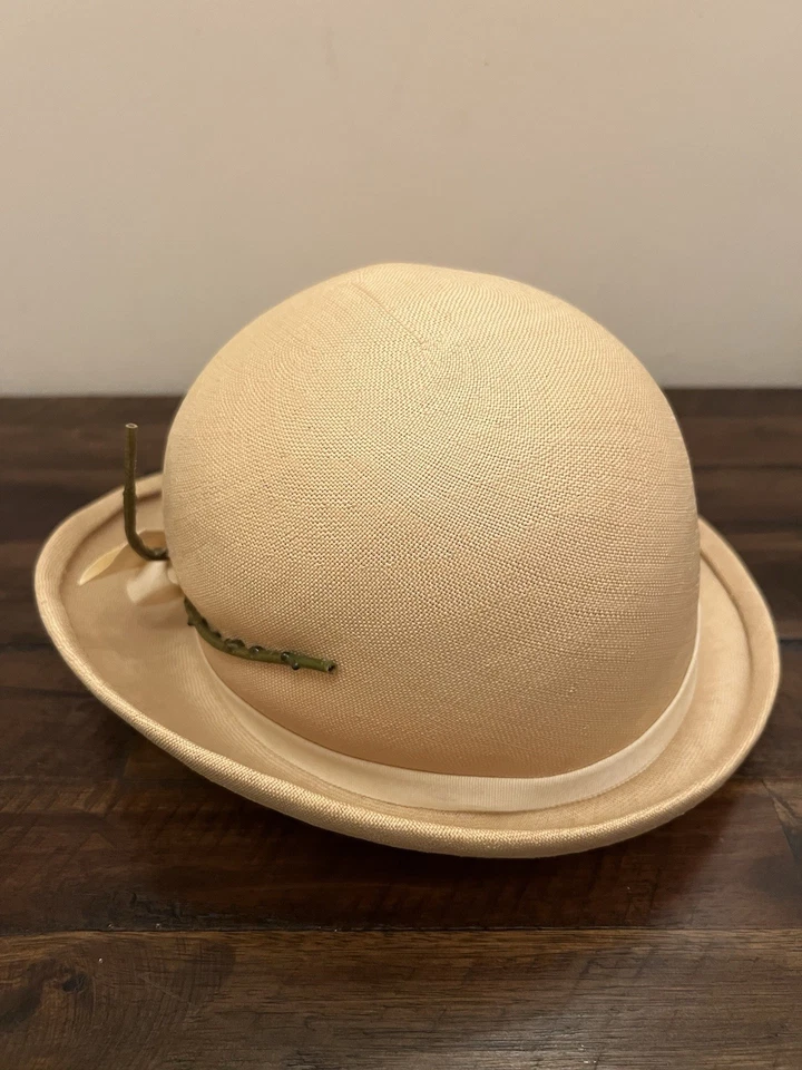 De colección Frank Oliva Crema Sombrero de Paja Rosa Rosa Flor Cinta Jardín Fiesta Derby Foto 2 de 4