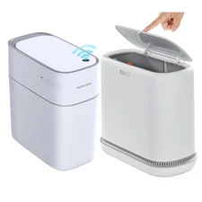3.5 Gallon Motion Sensor Bathroom Trash Can + 3 Gallon Press-Top Lid Slim Trash 