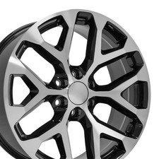 22 Inch Machined Black 5668 Snowflake Ck156 Rim Fits Silverado Tahoe Suburban