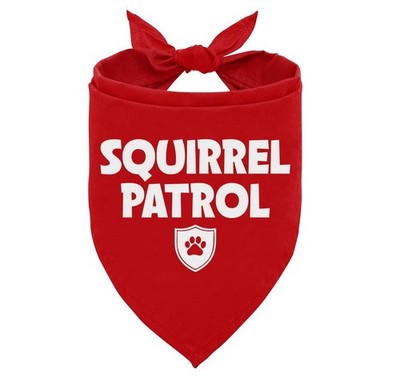 ZPPRJF Squirrel Patrol Dog Bandana, Red Funny Cute One Size, 