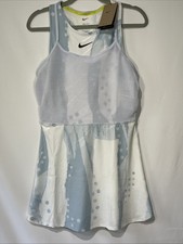 NIKE Court Slam DRI-FIT Printed Tennis Dress Light Blue Women  s Size Medium New