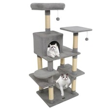 58 Tall Multi-level Cat Tree w/Upholstered Perch Cat Condo, Comfy Hammock