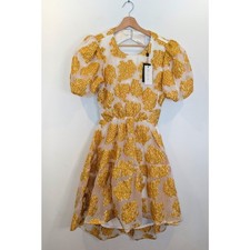 Bariano Dress Roselle Cut Out Puff Mini Gold Mango Backless New Tags RRP $449.95